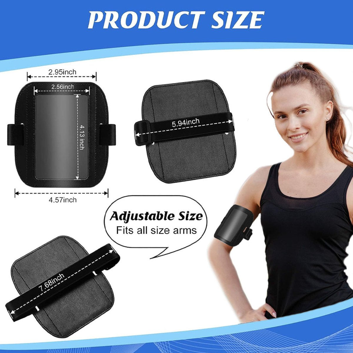 Card Holder - Arm ID Holder - Horizontal - PU Card Holder - Black 2 pieces - Image 4