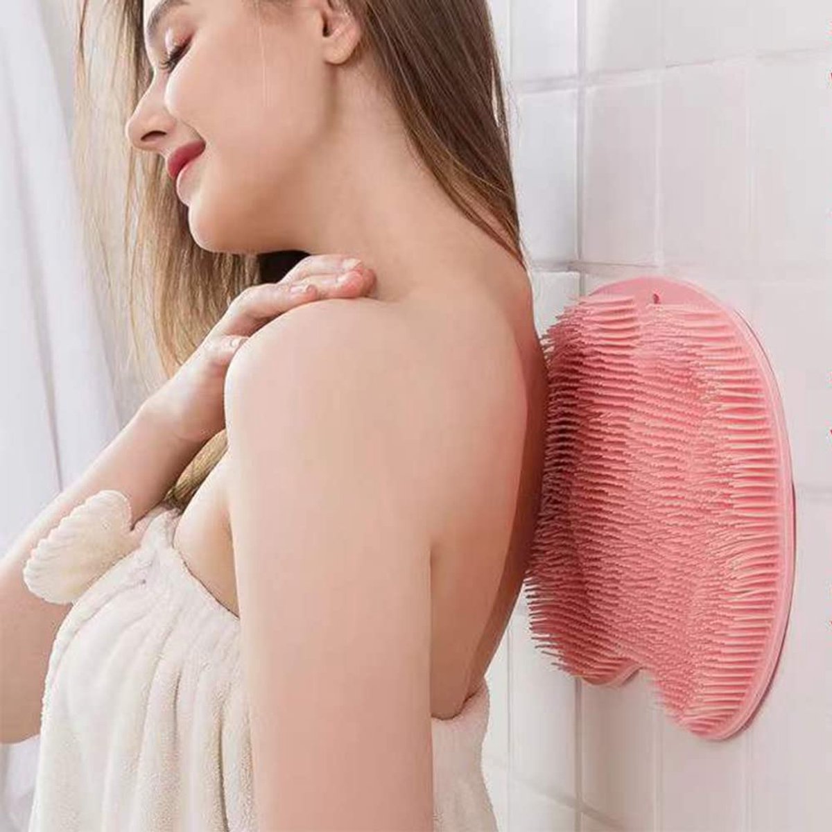 Shower Mat - Non-Slip Bath Mat - Foot Cleansing Pad, Back Scrub Pad, Exfoliating Bath Scrub Pad, Non-Slip Wall Suction Cup - Suitable for Men and Women (Gray) - Image 6