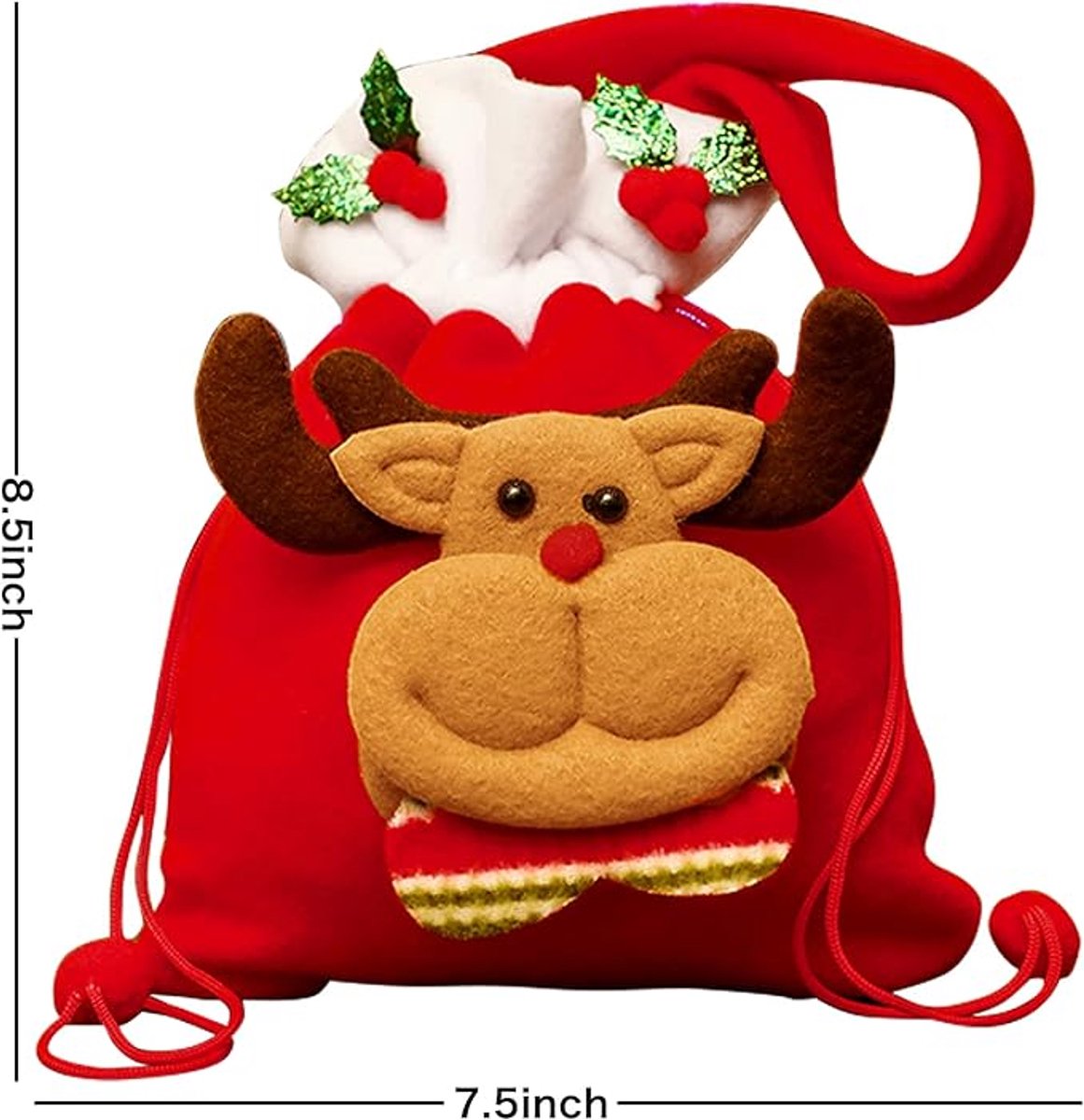 Christmas Gift Bags - Set of 4 - Velvet Material - Candy Bags for Kids - Christmas Apple Bags - Reusable Christmas Gift Bags - Party Bags - 20*20cm - Image 5