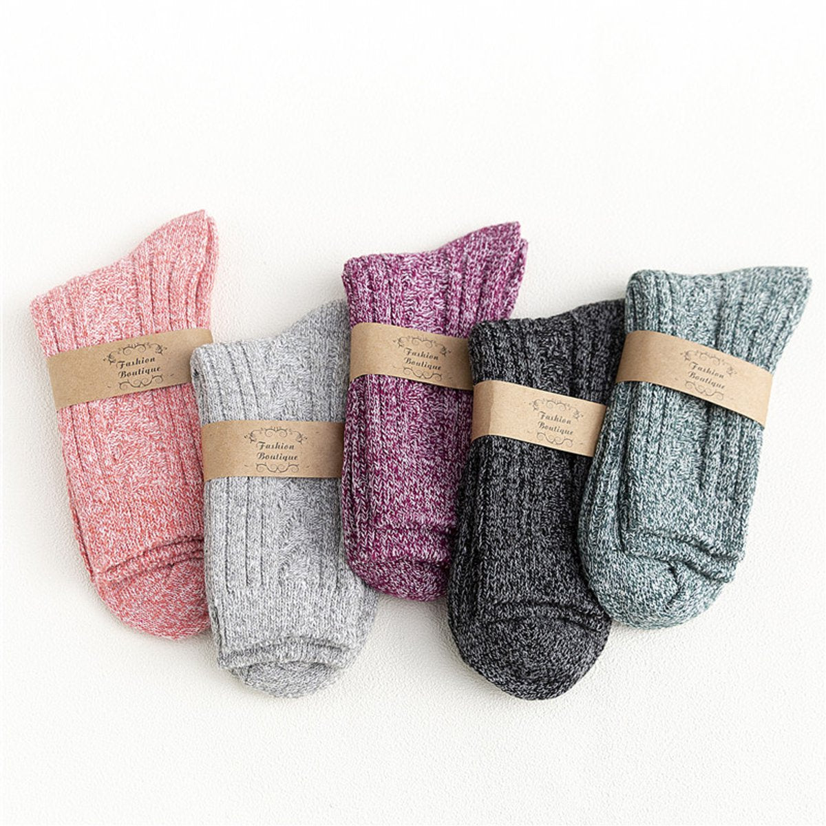 5 Pairs of Socks - Autumn/Winter - Extra Long and Plus Size Double Needle Stitch - Cable Knit - Thick - Warm - Women's Socks Up to the Calf - Image 4