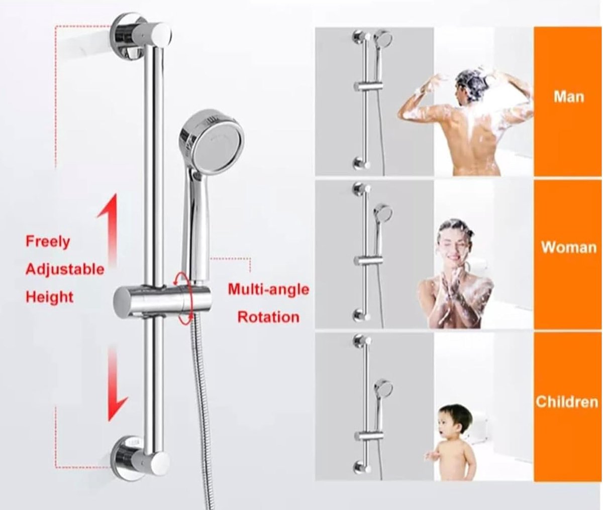 Shower Rod Slide Rail - 24mm Diameter - Handheld Shower Head Holder - Adjustable - ABS Material - Handheld Shower Head - Shower Head - Shower Head Holder - Handheld Shower Head Holder - Shower - Bathroom - Silver - Universal - Suitable for shower rods - E - Image 4