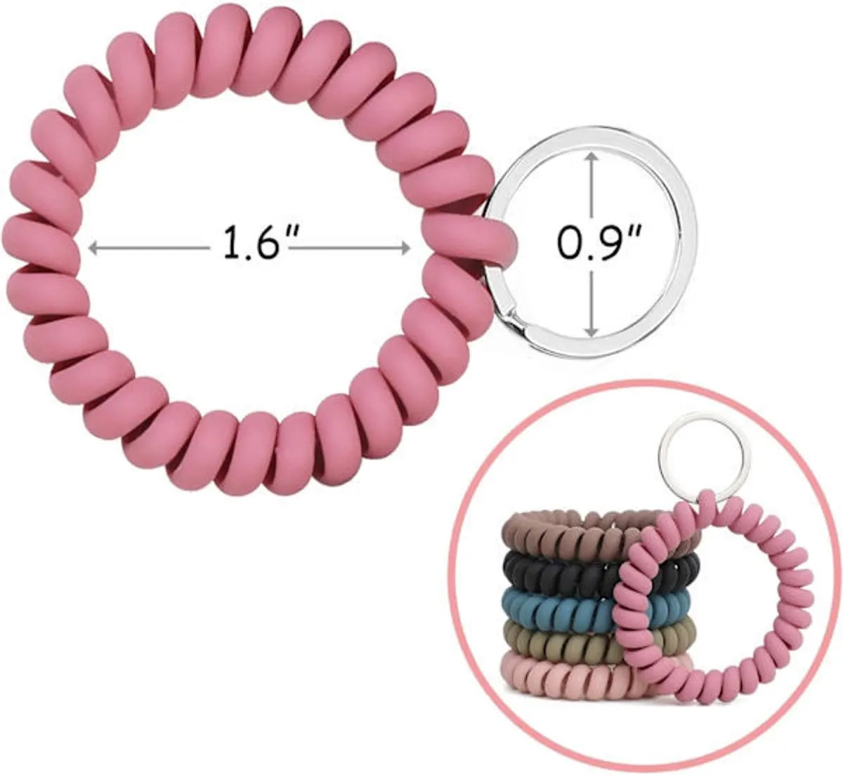 Elastic Bracelet Keychain - Flexible Spiral Bracelet Keychain - For Sauna, Gym, Swimming Pool, ID Card & Outdoor Sports 6-Pack - Image 5
