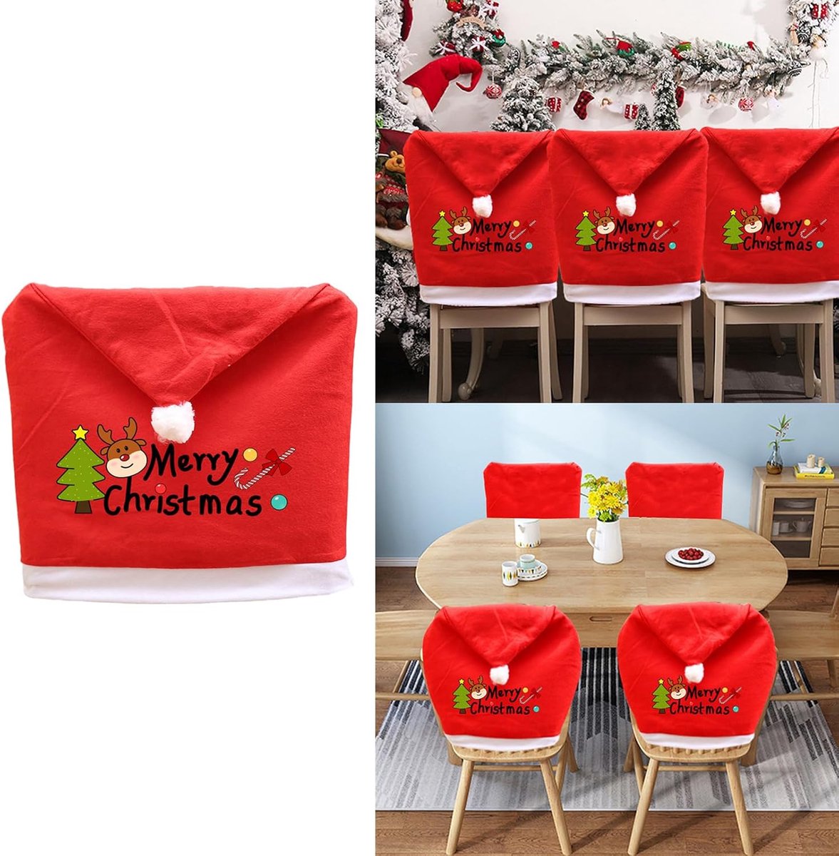 Chair Covers (5 Pieces) - Dining Chair Cover - Sofa Cover - Chair Covers - Christmas Chair Covers - Perfect for Christmas Holiday Dining Table and Chair Decorations - Home Kitchen Party Decorations - Image 5