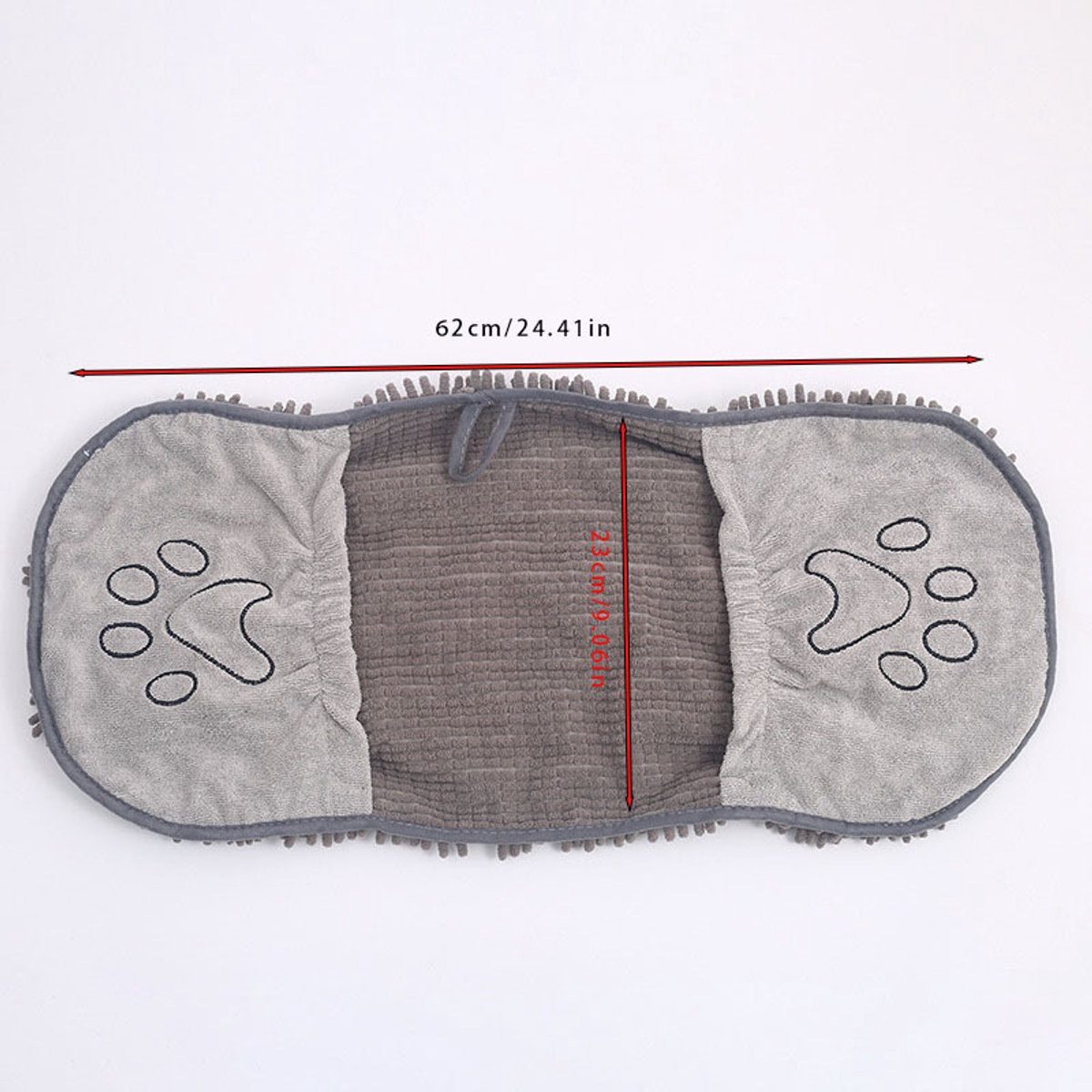 Dog Towel - Quick-drying dog towel - Super absorbent dog towel - Bath towel for dogs - Comfortable paw pockets - Suitable for indoor and outdoor use - Durable material - Machine washable (Gray, 62 x 25 cm) - Image 5