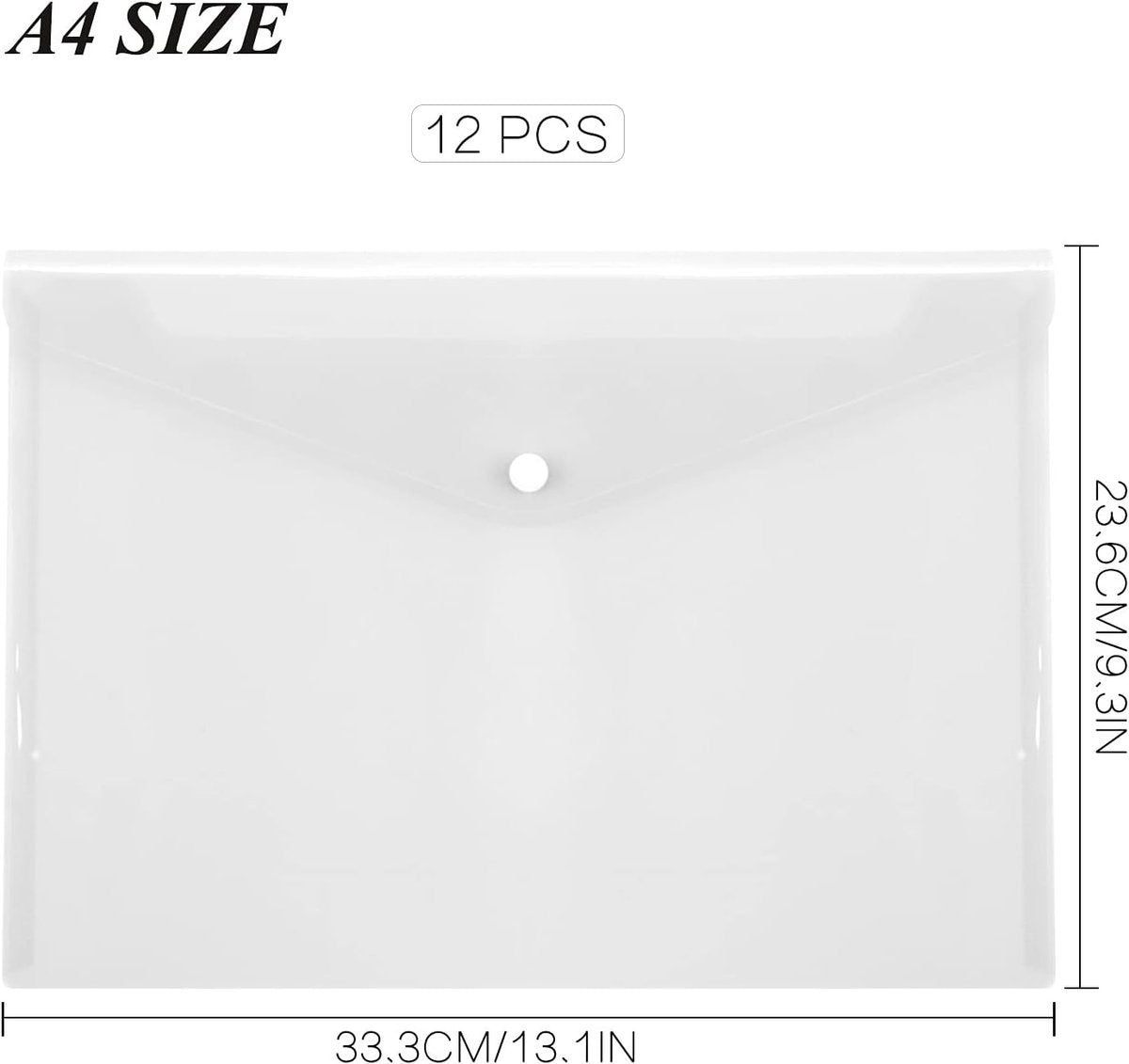 12 folders - plastic folders - transparent A4 format - waterproof - polyethylene - snap closure - ideal for office and school supplies - Image 7