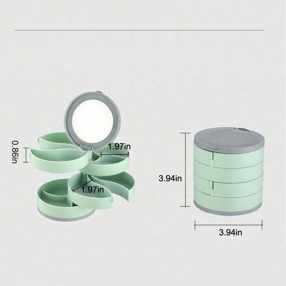 Jewelry Box - Foldable Storage Box - Rotating Jewelry Box with Multiple Layers - Elegant Storage Box for Earrings - Dust-free and Compact - Suitable for Earrings and Jewelry (Vegetable) - Image 5