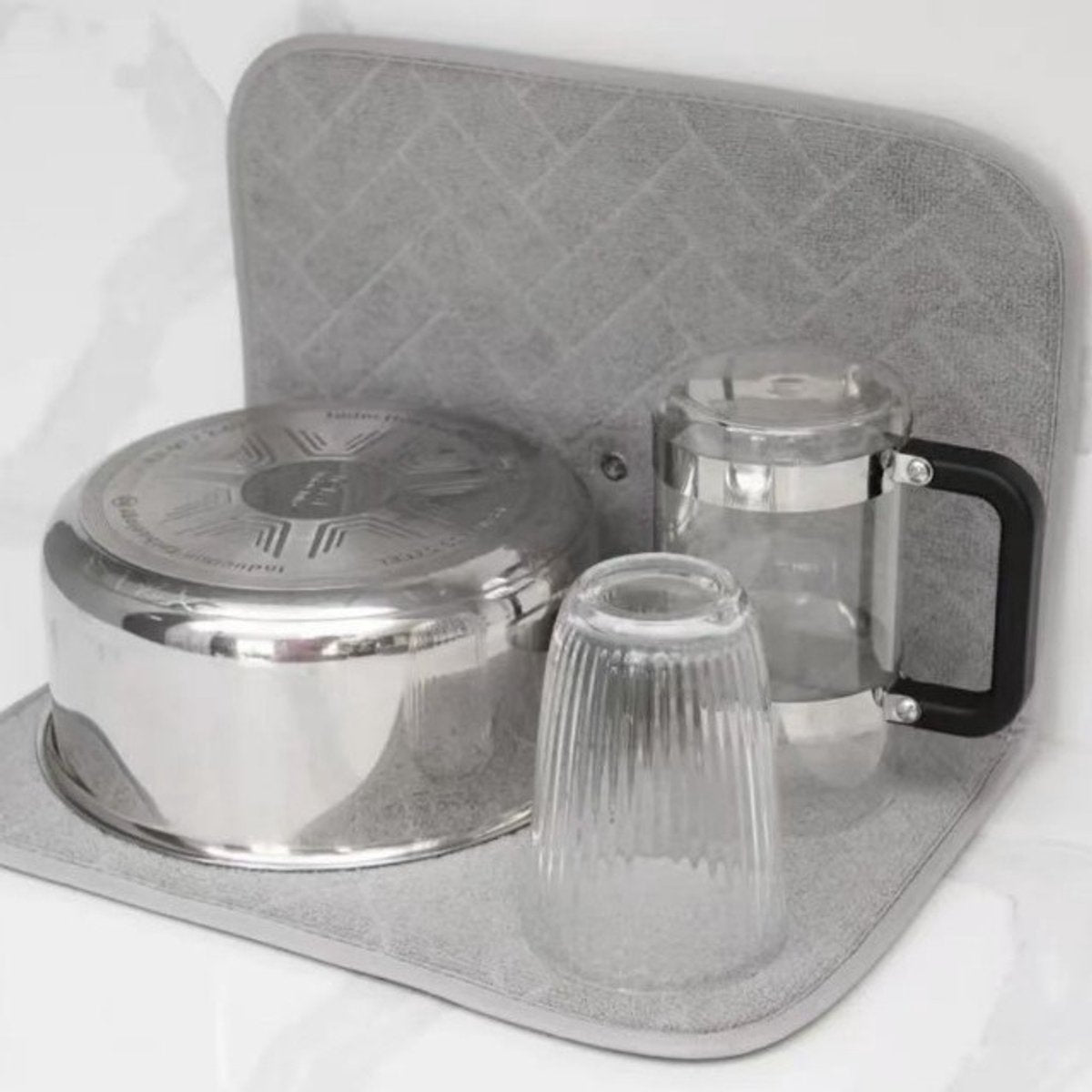 Folding Coasters - Kitchen Placemats - Draining Mats - Storage Racks - Suitable for Kitchens (Grey) - Image 4
