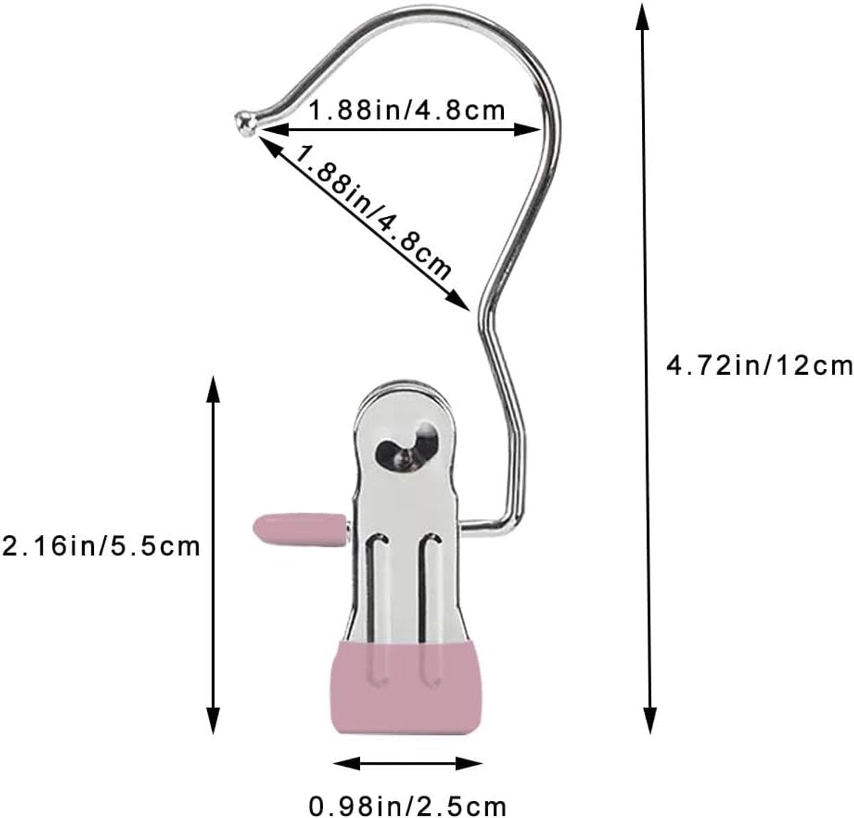 Clothes Pegs - Hangers with Clips - Stainless Steel Trouser Clips with Anti-Slip - Clothes Hooks - Hat Clips - Sock Clips - For Skirts, Trousers & Scarves (Pink, Pack of 10) - Image 6