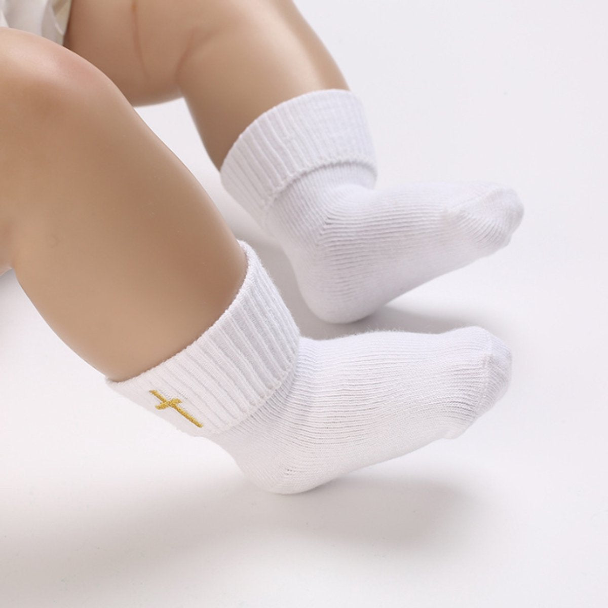 1 pair of baby socks - white cotton socks, suitable for both boys and girls - white - suitable for babies from 0-12 months - Image 4