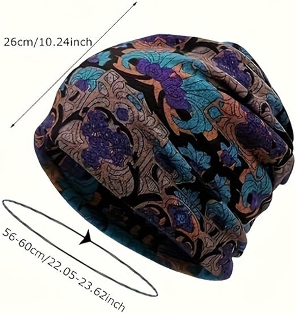 Beanie - Knitted Hat - 4-Piece Set - Bohemian Print - Soft Polyester - Suitable for Autumn and Winter - Image 4