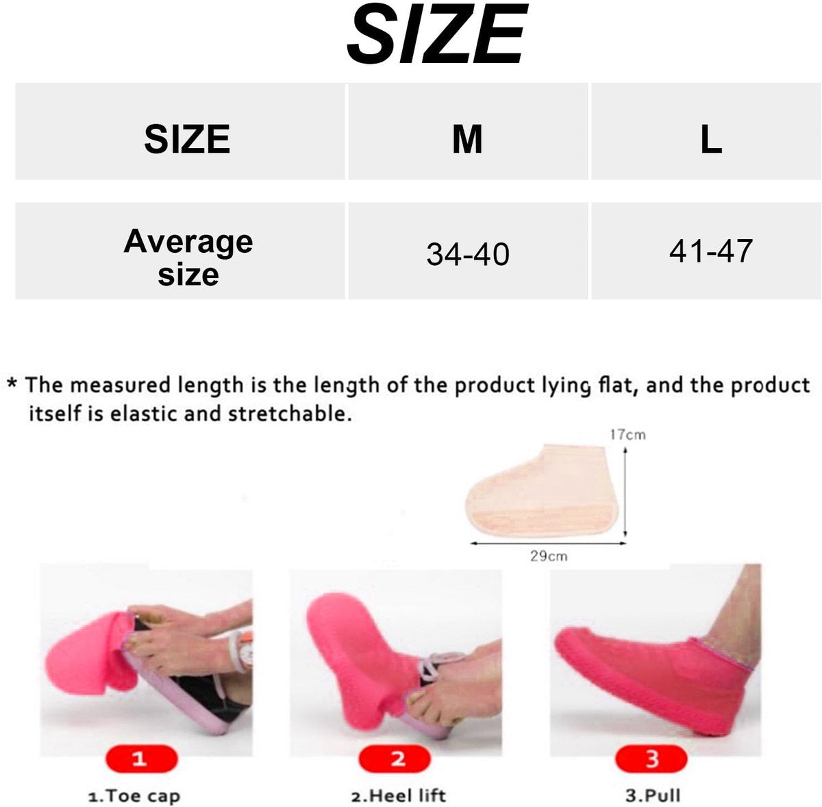 Overshoes - 1 Pair - Waterproof Silicone Overshoes - Reusable, Non-slip, Suitable for Outdoor Activities (Pink - Size M) - Image 5