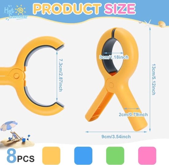 Large Clothes Pegs - 8-Pack Towel Clips - Suitable for Sunbeds, Swimming Pools and Cruise Ships - Image 6