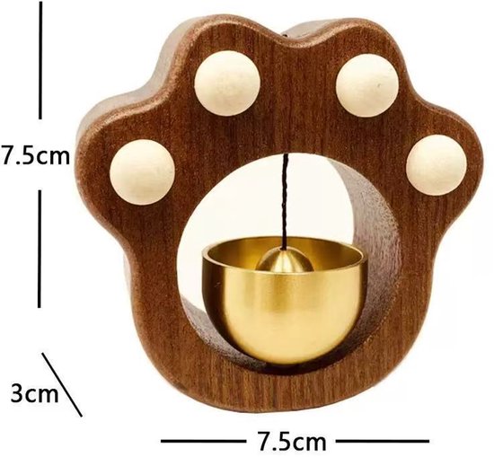 Wind chime - Magnetic wind chime - Wooden doorbell - Wooden shop bell - For opening doors (Cat) - Image 4