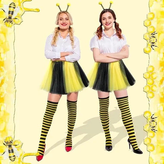 Bee Costume Set for Adults - Complete with Skirt, Headband, Stockings & Gloves - Cosplay & Party Outfit - Hilarious Halloween Costume for Adults - Image 5