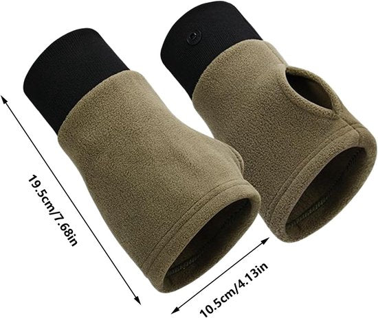 Gloves - Half-finger gloves - Warm winter gloves - Suitable for commuting, office work and driving - Green - Image 6