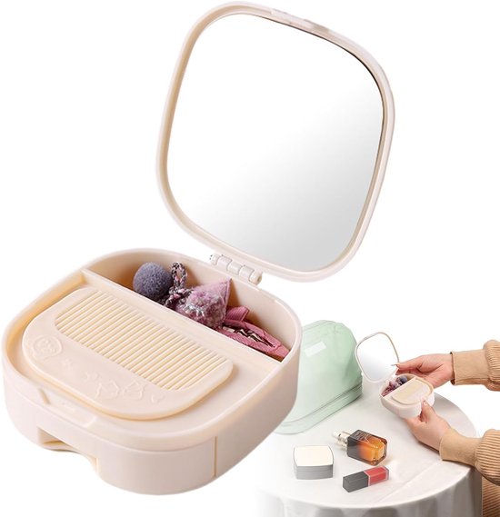 Makeup Mirror - Travel Makeup Mirror - Portable Makeup Mirror with Storage Box - Foldable Compact Mirror with Storage Box - Delicate Storage Box - Image 5