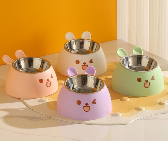 Cat Litter Box - Cat Food Bowl - Non-Slip Design - Pet Food Bowl - Plastic and Stainless Steel Design - Suitable for Cats and Small Dogs - Purple - Image 7