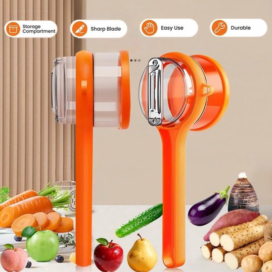 Vegetable Peeler - Fruit and Vegetable Peeler - with Storage Box - Safe and Efficient - Double-Sided Sharp Stainless Steel Blades - Easy to Clean - Process Fruits and Vegetables Easily and Conveniently - Set of 2 (Orange) - Image 7