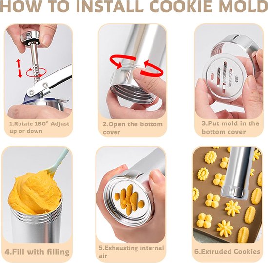 Cookie Press Set - With 20 Molding Plates & 4 Nozzles - For Making Cookies in Different Shapes - Image 7