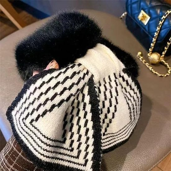 Women's Scarf - Women's Winter Scarf - Thick - Warm - Short Scarves - Plush Cross Scarves - Neck Scarves - Ultra Soft - 75x10 cm - Black - Image 2