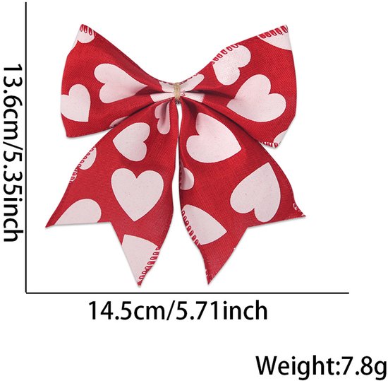 Valentine's Day Decorations - Heart Print Bows - Set of 3 - Wedding Gift Accessories - Handmade Linen Heart Bows - Image 8