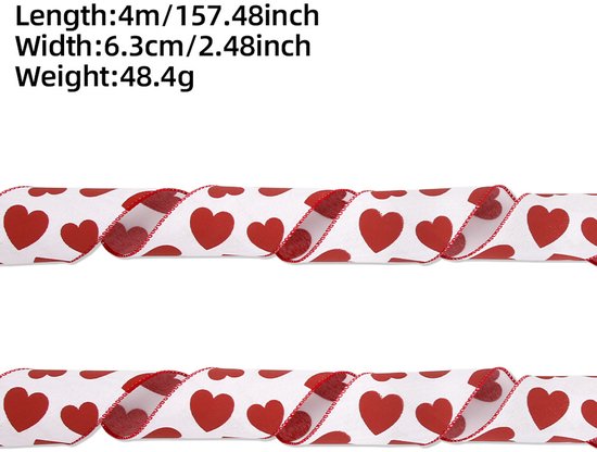 Valentine's Day Ribbons - 3 Rolls - Handmade Ribbons - Heart Pattern - Natural Texture - Suitable for wrapping flowers and party decorations (4m) - Image 7