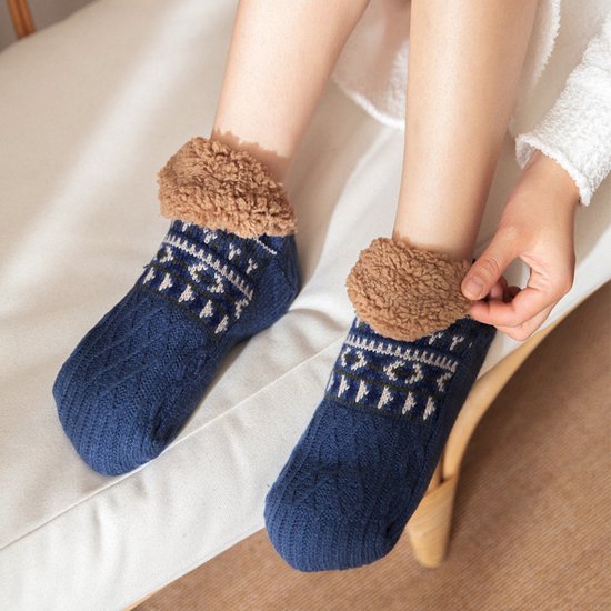 Floor socks - Warm autumn/winter socks - Warm home socks - Postpartum socks - Snow socks - Blanket socks - Slipper socks - Unisex - Non-slip socks - Blue - Sizes 43-45 - Image 2