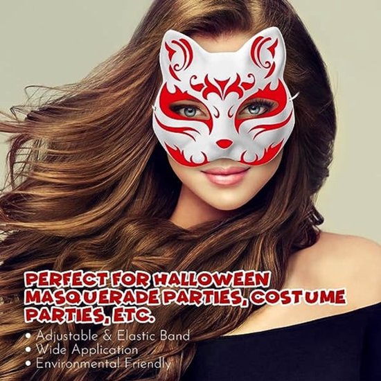10 Paintable Cat Masks - DIY Animal Costume Masks - White Masks - Half-Used for Masquerade - Halloween - Cosplay Masks for Kids - Party Costume Supplies - Image 5