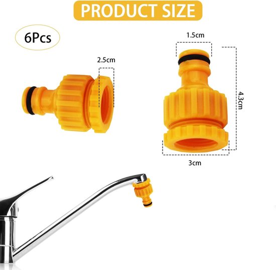 6-pack tap connectors - Hose adapters - Adapters for connecting water hoses - Garden hose tap connectors - Tap adapters with thread - Splashproof - Frost-proof - Image 7