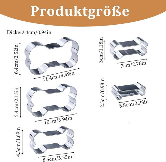 A set of 5 bone-shaped cookie cutters - 5 sizes - Bone-shaped cookie cutters - Christmas cookie cutters - Stainless steel cookie cutters - For baking puppy cookies or snacks - Image 6