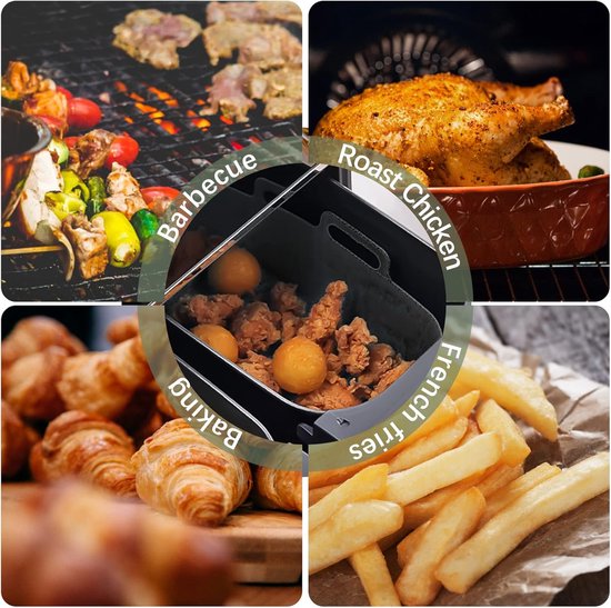 2-piece Airfryer accessory pads - Silicone Airfryer pads - Black - 19.5*16.5 cm - Image 7