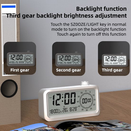 Visual alarm clock - Timer - Three alarms - Backlight - Two displays - Countdown function - Timer reminder for children - White - Image 4
