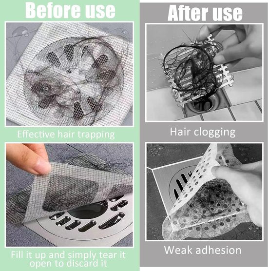 100-Piece Shower Drain Filter - Sticky Hair Shower Filter - Sink Filter, Bathtub, Bathroom & Kitchen Shower Drain Filter Sticker - 10cm - Gray - Image 7