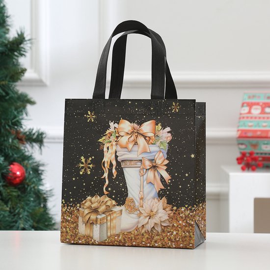 Gift Bags - Packaging Bags - Christmas Gift Bags - Foldable Laminated Waterproof Bags - Black - Candy Packaging Bags - Christmas Gift Bags - 23*22*11cm - Image 5