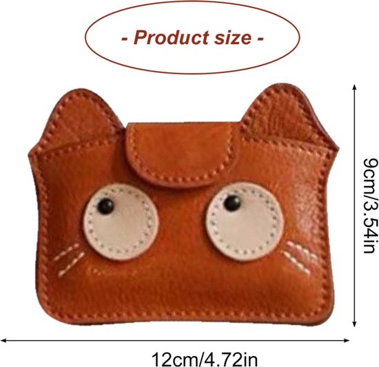 Women's wallet - Solid color - Cat design - A gift for young women and ladies (Brown) - Image 4
