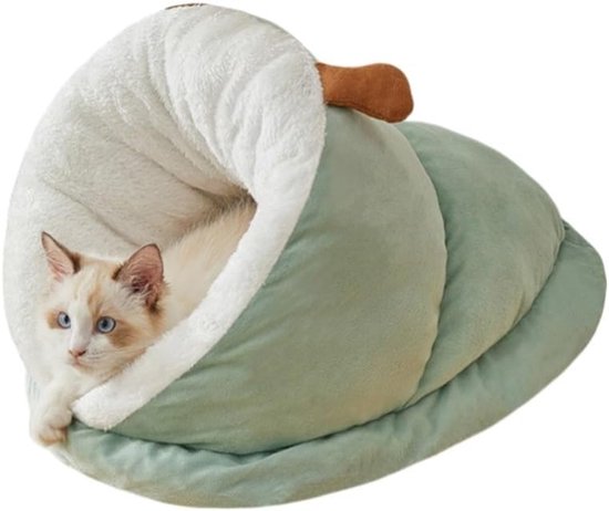 Cat Bed - Comfortable Slipper-Shaped Cat Bed - Semi-Closed Pet Den - Suitable for Indoor Cats and Small Dogs - Warm Plush Cat and Dog Bed - Non-Slip Bottom - 50*35*30 cm - Vegetable - Image 5