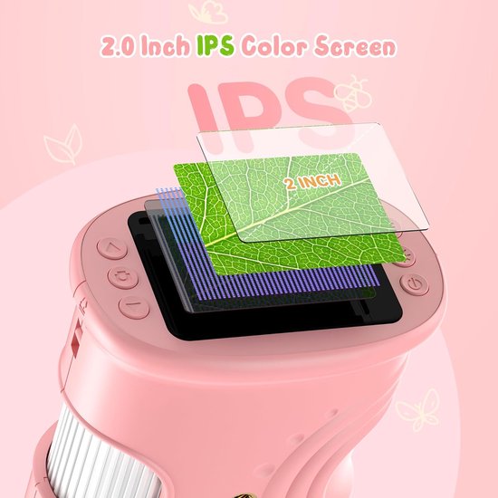 1000x Digital Children's Microscope - With 2 Inch IPS Screen & 8 LED Lights - Handy & Easy to Use for Nature Research - Pink - Image 8