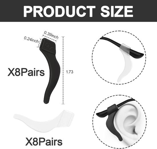 Earplugs for glasses - 32 pieces - Silicone earhooks - Behind-the-ear glasses clips - Non-slip, drop-resistant silicone earhooks for glasses, sunglasses and reading glasses - Image 4