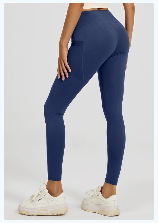 Slim Fit Sports Pants - High Waist Yoga Pants with Side Pockets - Soft and Stretchy Blended Fabric, Breathable and Comfortable - Skinny Fit with Elastic Waist - Suitable for Yoga, Fitness, Walking and Daily Use (Dark Blue, Size XXL) - Image 5