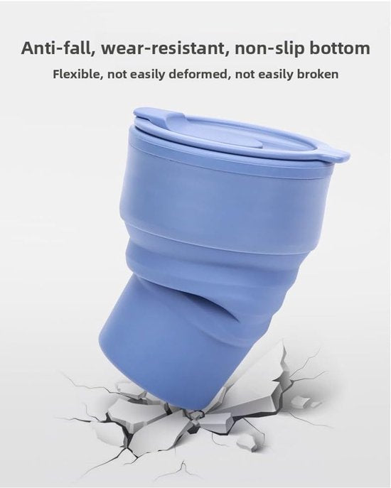 Collapsible Silicone Camping Cup – 385ml – Travel and Drinking Cup with Lid, Dishwasher Safe – Ideal for Camping, Hiking and Office (White) - Image 5