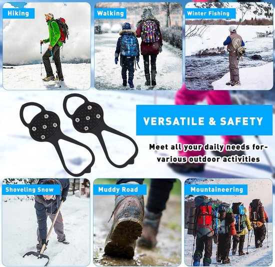 Non-slip sole for snow boots - 4 pairs - Safe walking on ice and snow - Suitable for size M (34-40) - Non-slip studs - Suitable for winter walking, hiking, jogging, strolling and mountaineering - Image 6