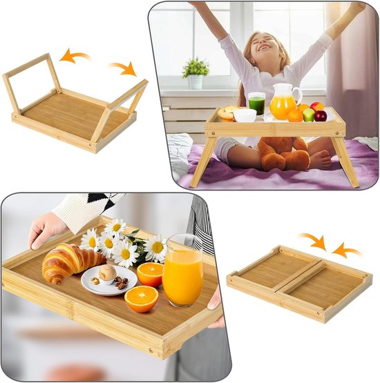 Folding table - Camping table - Portable folding table - Can be used as a dining table, TV table, laptop table, snack table, sofa table or work table - Natural wood color - Image 8