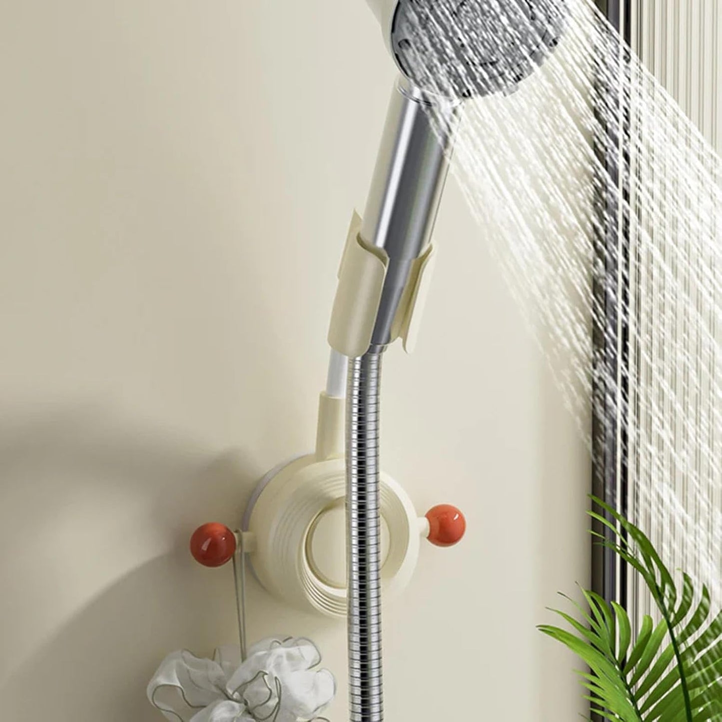 Shower head holder - Shower head holder with suction cup - Wall mounting, adjustable - with suction cup - No bumps - with hook - 1 piece - Image 5