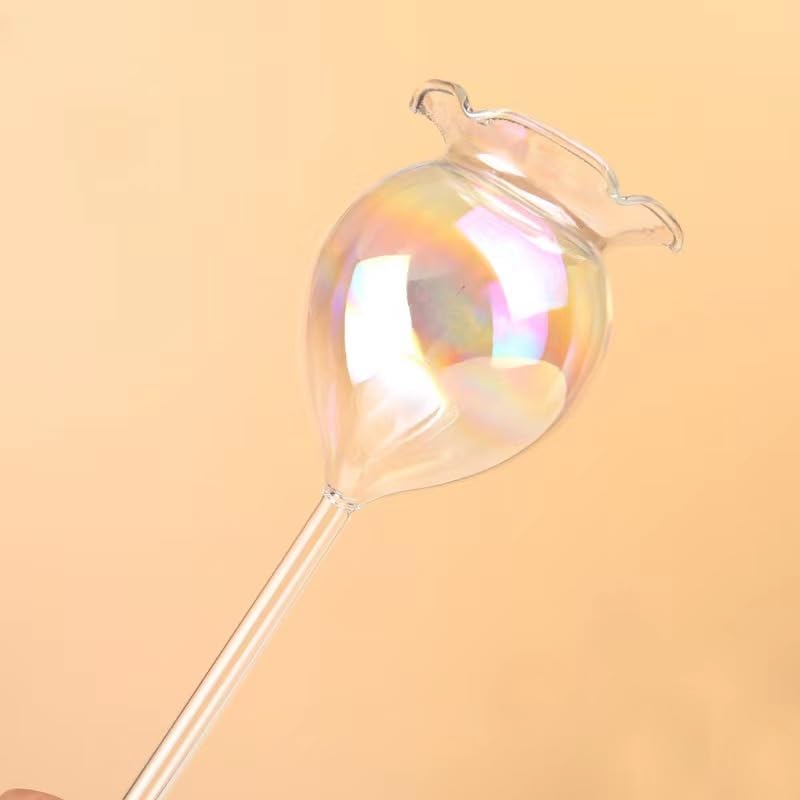 Plant Watering Balls Self-Watering Spikes Hand-Blown Laser Colorful Glass Plant Watering Balls Devices for Indoor & Outdoor Fill from Top 2 Stripe Flower Shape - Image 5