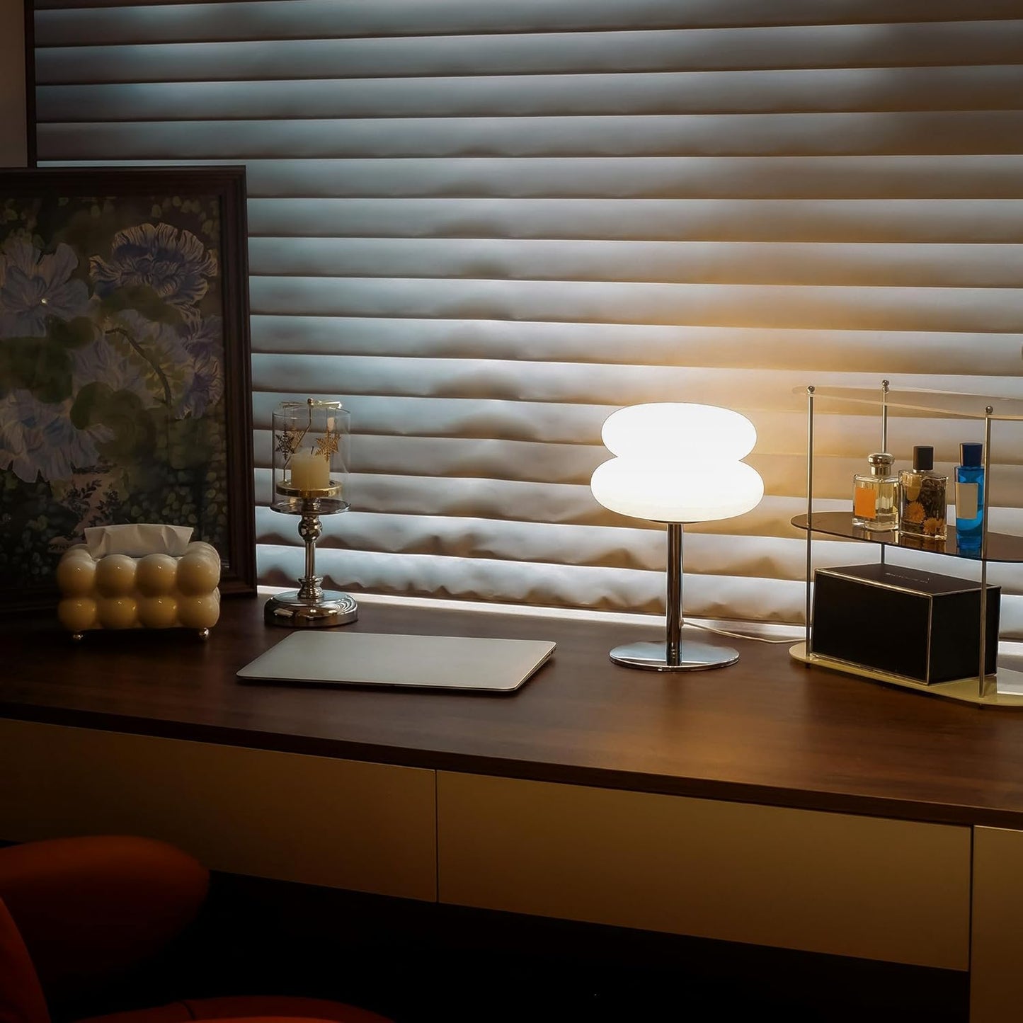 White mushroom lamp, mid-century modern bedside lamp, dimmable retro egg tart bedside lamps, atmospheric home lighting, cute bedroom and living room lamps (no glass) - Image 5