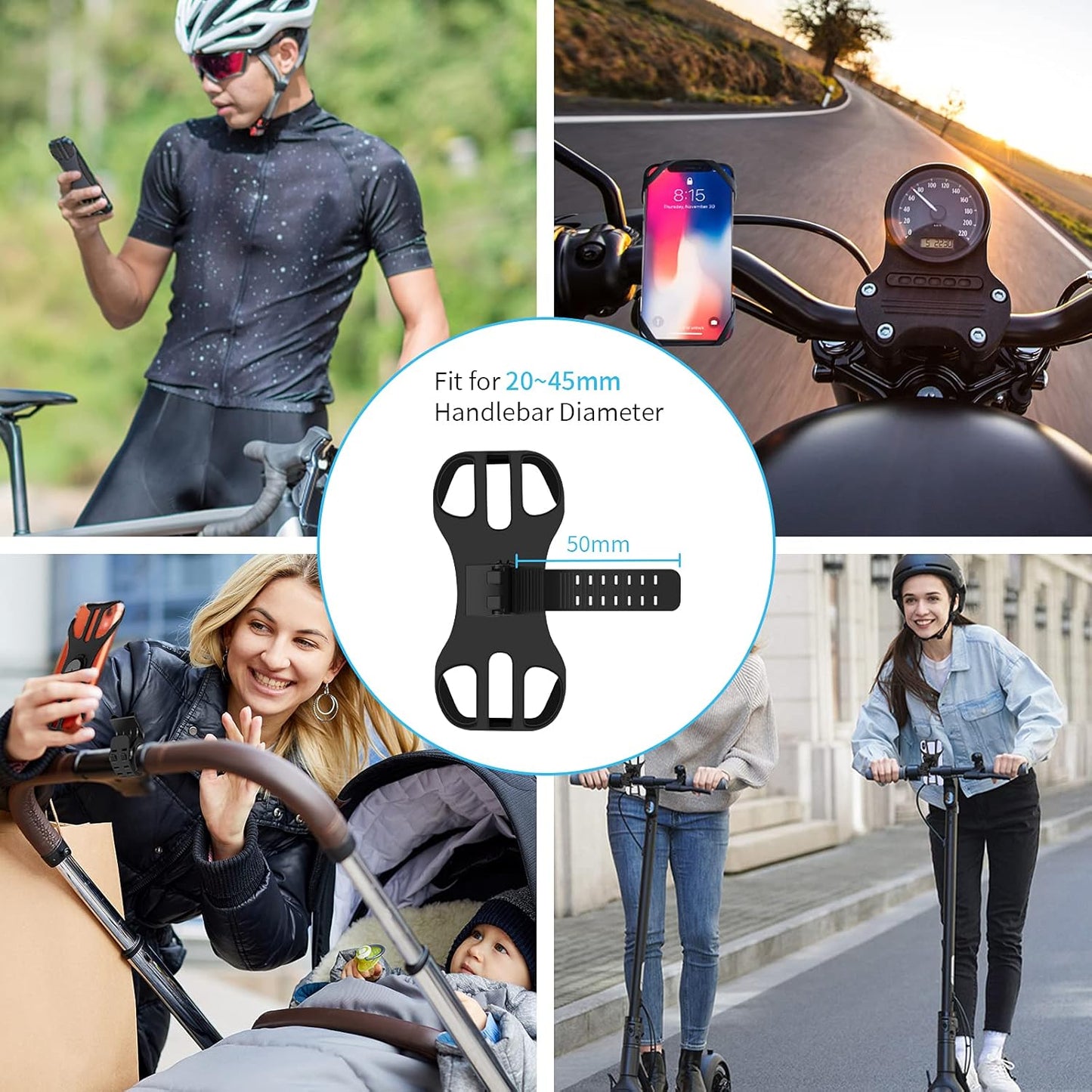 Universal detachable bicycle and motorcycle phone holder - 360° rotatable and adjustable bicycle phone holder - Suitable for phones from 4" to 6.7" - Image 5