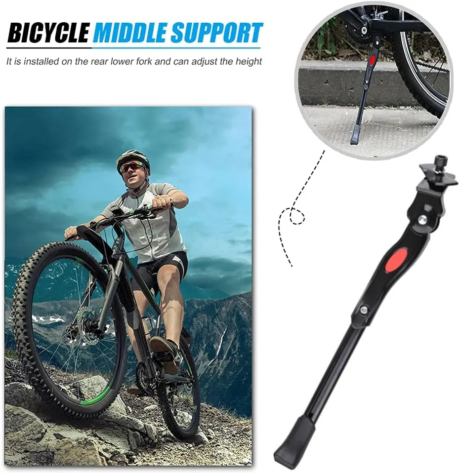 Adjustable Aluminium Bicycle Kickstand with Non-Slip Foot for Mountain, Road and Folding Bikes, Suitable for 22-28 Inch Wheels, Black - Image 5