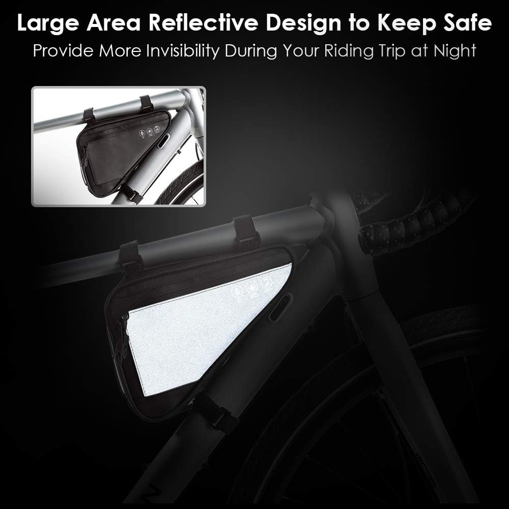 Bike frame bag - Waterproof bike bag for handlebars, head tube and saddle - Reflective bike bag - Suitable for outdoor, road and mountain biking - Image 5