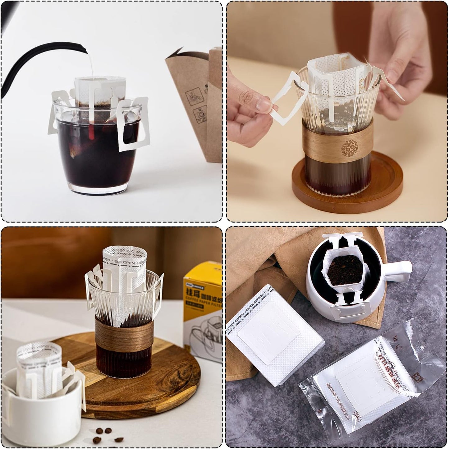 Coffee Filter Bags - with Hanging Loop - Portable Paper Coffee Filters for Most Cups - Travel, Camping, Home, Office - Pack of 100 - Image 5