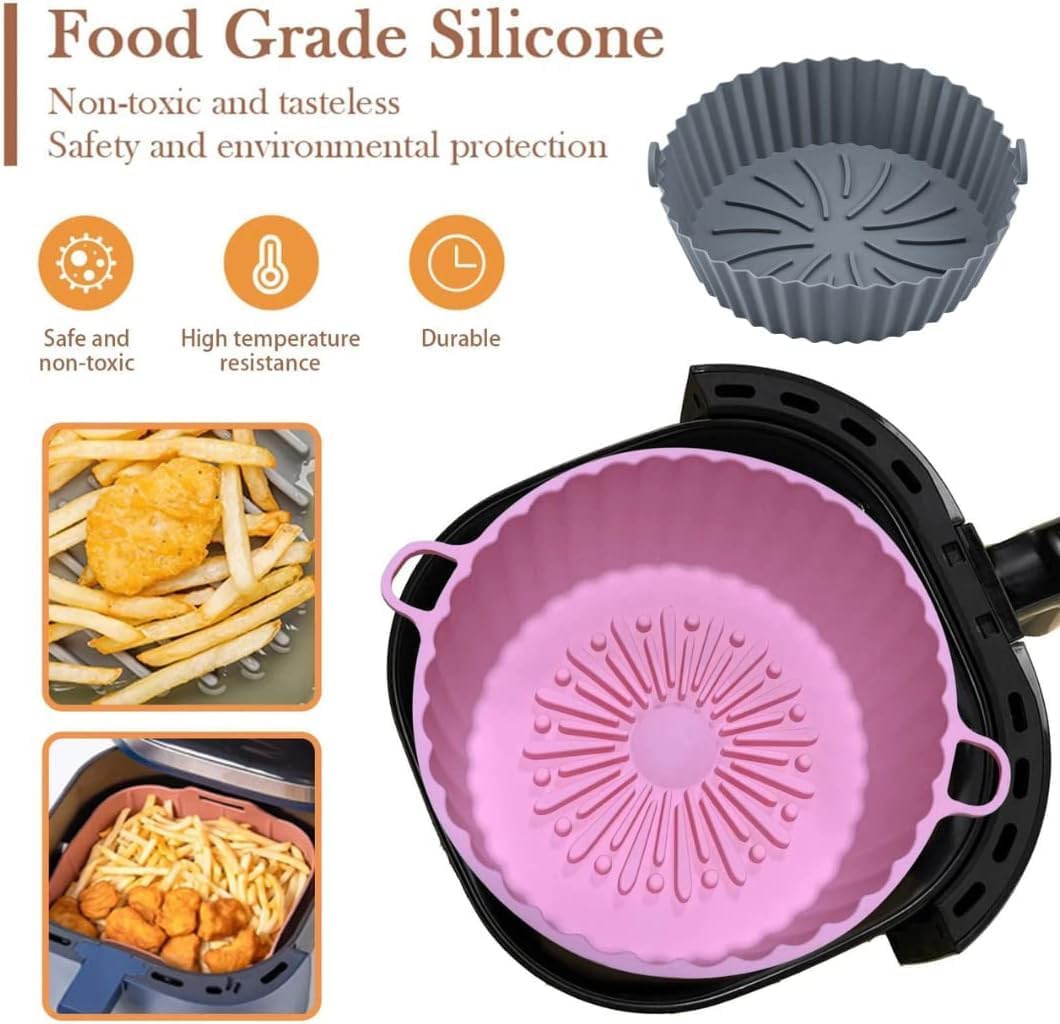 Silicone Air Fryer Liners - Non-Stick, Greaseproof, Waterproof - Food Grade Silicone Baking Pans - Microwave Safe - 7.8 Inch - Pack of 2 - Image 5